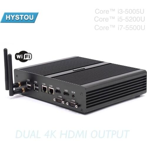 Fanless MINI PC i7 i5 i3 Dual 4K HD Output 2 LAN Ports Two Coms Support SD Card Optical Audio Slot Cheap Gamer Desktop Computer
