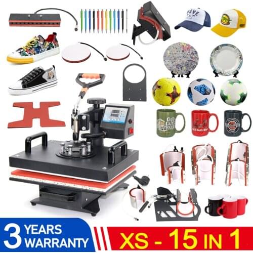 12X15 inch 15 In 1 Combo Sublimation Machine Heat Press Machine Printer for T shirt/Mug/Ball Heat Press Machine