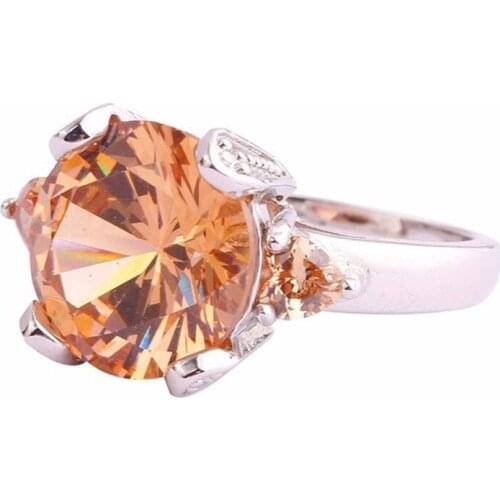 Fashion Jewelry Champange Zirconia Promise Ring Wedding Engagement Rings for Women Bijoux Femme Anniversary Gifts