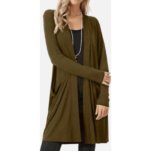 2020 New Womens Plus Size Cardigan Long Sleeve High-quality Blouse Woman Fall Simple Elegant Pocket Sweater Woman