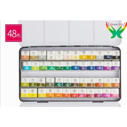OEM MUNGYO 12 24 48 color Solid Watercolor Paint Set Portable Watercolor Pigment artist scholar Drawing Watercolor Paper Supply