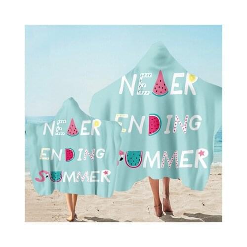 Cartoon Printing Microfiber Beach Poncho Towel Quick Drying Wearable Bath Cape Towels For Adult Kids Soft Hooded Blanket