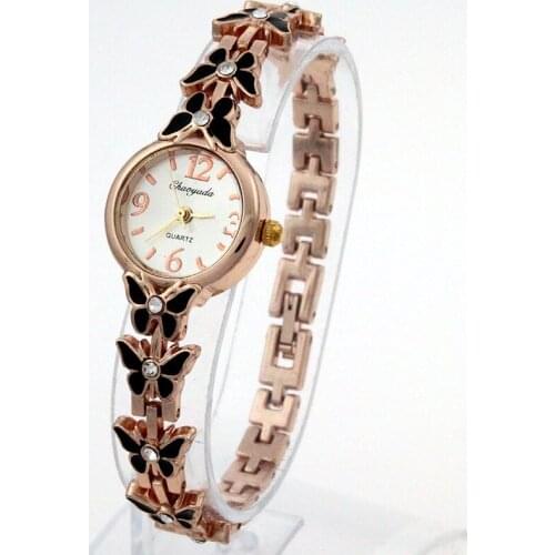 Drop Shipping Fashion Butterfly Strap Bracelet Ladies/Girl/Women Quartz Analog Stainless Steel bowknot Watch wristwrist O59