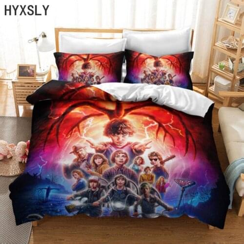 Horror Movie 3D Stranger Things Luxury Bedding Set Kids Printed Duvet Cover Sets Twin Full Queen King Size Drop Ship Home Decor