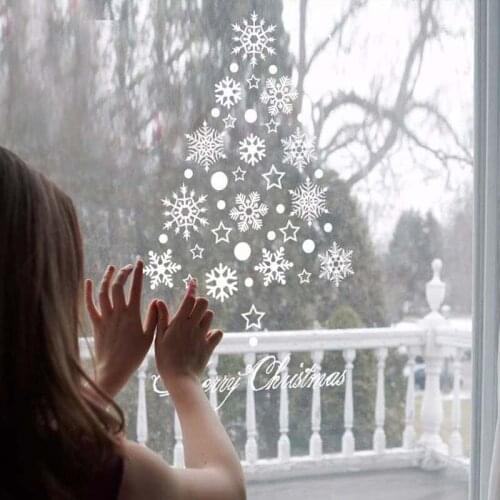 Merry Christmas Snowflake Wall Sticker Glass Window For Home Decor Art Decals Creative Wallpaper Decorations New Year Stickers