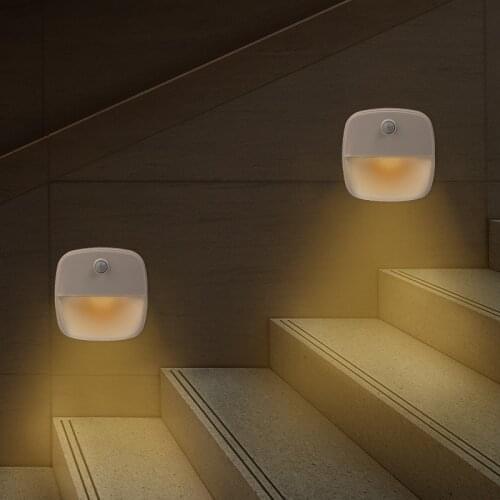 LED Sensor Mini Light PIR Motion Sensor Dual Induction Lamp USB Wireless Rechargeable Wall Cabinet Bedside Stairs Night Light