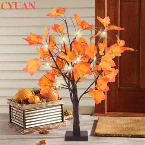 Halloween Decoration Artificial Autumn Maple LED Tree Battery Operated Table Lights Lamp Wedding Thanksgiving Home Decorations