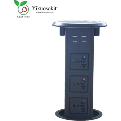 Universal Power Sockets USB Port Pneumatic Air Spring Pop Up Hidden Desktop Electric Tabletop Outlet Wireless Charger CE Rohs