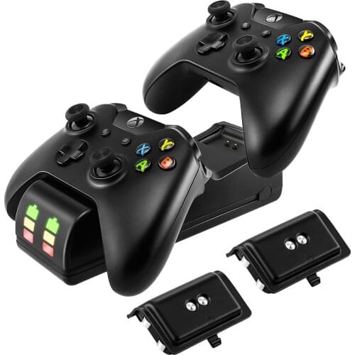 Charger for Xbox One/One X/One S Elite controller, (Two Slot) ,High-speed docking charging station with 2 rechargeable battery