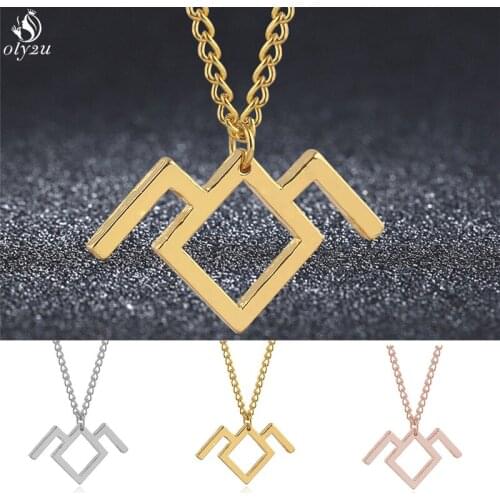 Oly2u Simple Creative Twin Peaks Pendant Necklace Gothic Style Geometric Jewelry Sweater Chain for Women Lovers Gift Orbis