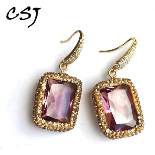 CSJ Big Stone Zultanite Earrings Created Sultanite Diaspore Fine Jewelry for Women Wedding Party Gift