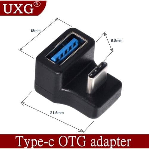 180 Degree Up & Down Angled Type-C USB-C OTG to USB 5.0 Female Extension Adapter for Cell Phone & Tablet Macbook Huawei Xiaomi