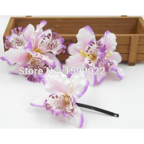 3pcs/lot Purple White Hair Clips Women Alligator Barrettes Orchid Flower Accessories for Brides Vintage Wedding Prom Hair Piece