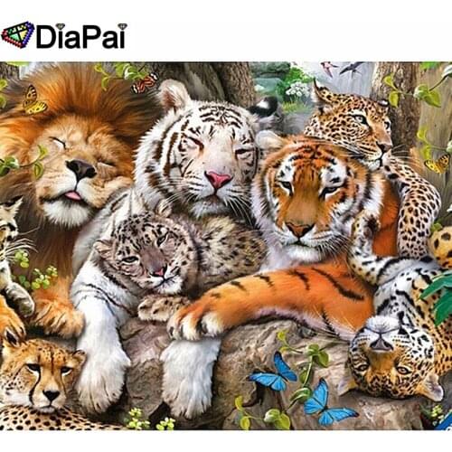 DIAPAI Diamond Painting 5D DIY 100% Full Square/Round Drill "Lion leopard tiger" Diamond Embroidery Cross Stitch 3D Decor A24570