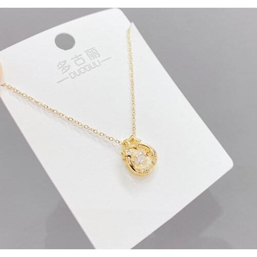 Smart Hollow Five-Pointed Star Necklace Female Personality Fashion Clavicle Chain Korean Light Luxury Zircon Pendant