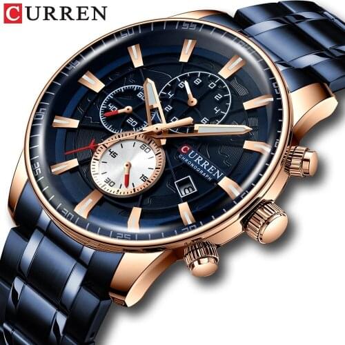 CURREN 8362 New Brand Men Watches Chronograph Quartz Men Stainless Steel Waterproof Sports Clock Watches sale products
