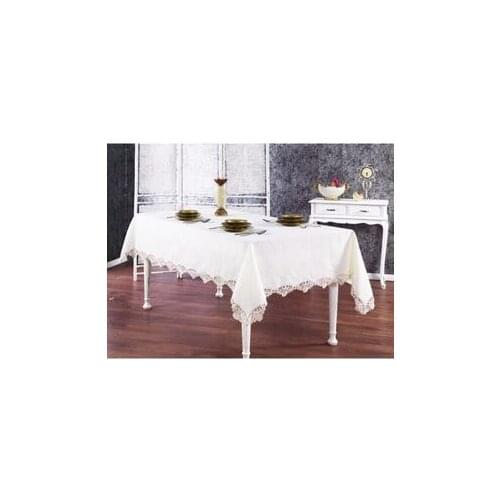 DowryWorld-Ecru Powder Pink Pure Table Cloth