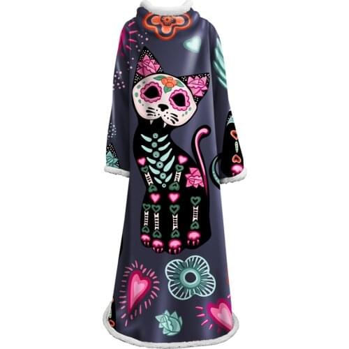 Sofa Cushion Yoga Mat Picnic Blanket Thick Double-layer Plush Anime Cat 3d Print Carry Blanket With Sleeve Custom pattern