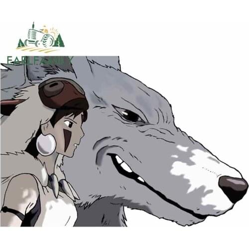 EARLFAMILY 13cm x 8.7cm For MononokeHime Personality Car Stickers Waterproof Decal Vinyl Material Windows For JDM SUV RV