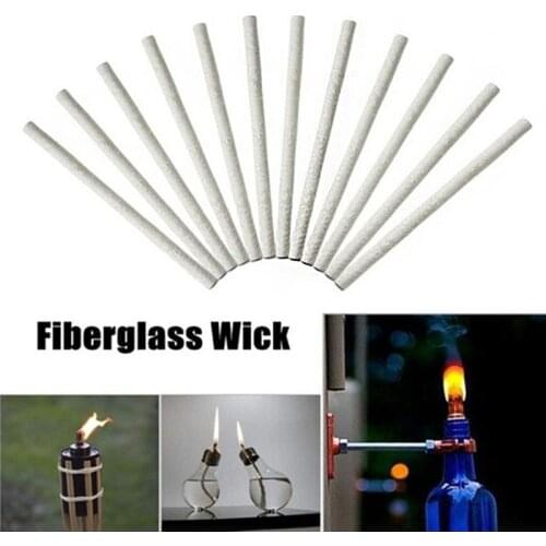 24pcs Outdoor Fiberglass Wicks Oil Lamp Wick Wine Bottle Wicks Lightening Torch Wicks for Yard Shop Camping