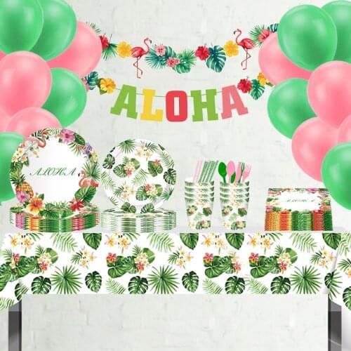 Hawaiian Party Decorations Disposable Tableware Napkin Hawaii Tropical Party Aloha Summer Flamingo Palm Leaves Jungle Safari