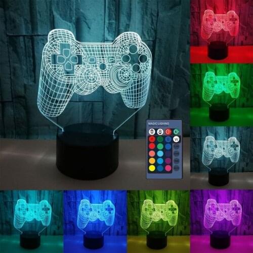 Creative 3D Illusion Gamepad Shape LED Night Light Idea Color Changing Desk Night Lamp for Kids Child Bedroom Decor Game
