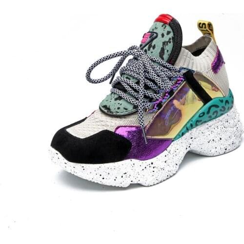 2020 new womens colorful sneakers platform sneakers horseshoe casual shoes breathable soft boots woman thick shoes size 35-40