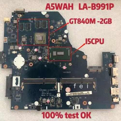 LA-B991P Laptop Motherboard for Acer Aspire E5-571G E5-571 I5 CPU GT840M-2GB DDR3 100% teste ok