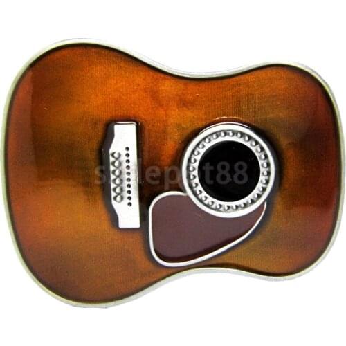 Vintage Guitar Head Metal Belt Buckle Acoustic Rock Western Country Music Leather Accessories