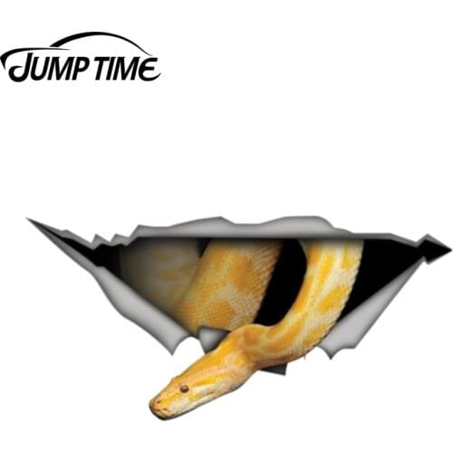 Jump Time 13cm x6.2cm Albino Burmese python Car Sticker Torn Metal Decal Reflective Stickers Waterproof Car Styling Snake Decals