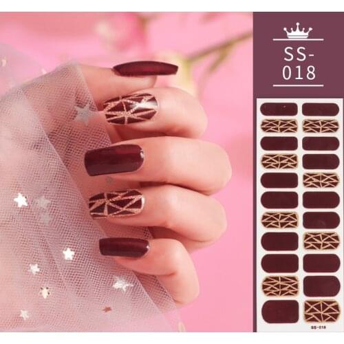 1PCS Red Nail Stickers Shiny Nail Polish Self Adhesive Manicure Decoration Nail Strips Nail Accessories Stickers for Nails Gifts