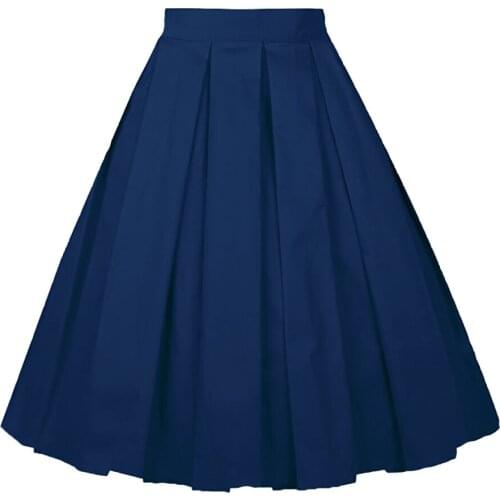 New Arrival Summer Pleated Vintage Black Skirt 50s Pin up Style Rockabilly Swing Skirts Women Retro High Waist Midi Skirt SS0012