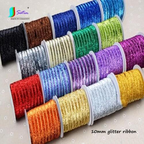 Wholesale 50yards Colorful Glitter 10mm Ribbon Party Festival DIY Handmade Headwear Books Flowers Etc Decorative Package Ribbon