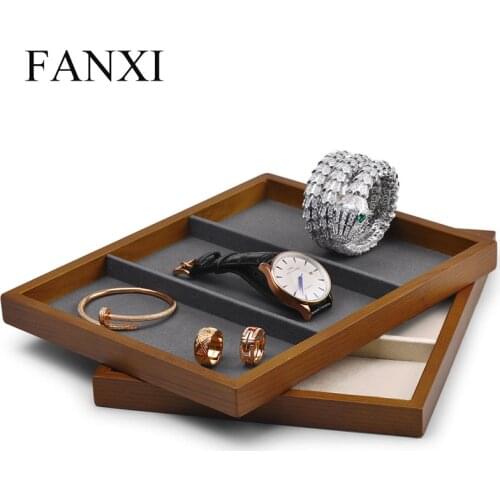 Oirlv Solid Wood Jewelry Tray Ring Earring Display Showcase Jewelry Organizer Watch Necklace Pendant Show Plate Jewelry Storage