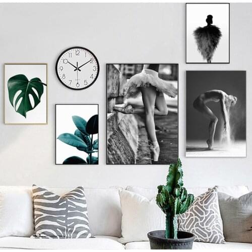 Nordic Poster Home Kitchen Bedroom Bathroom Decor Leaf Poster Dance Girl Painting Wall Art Canvas Leaf Prints Home Decoration