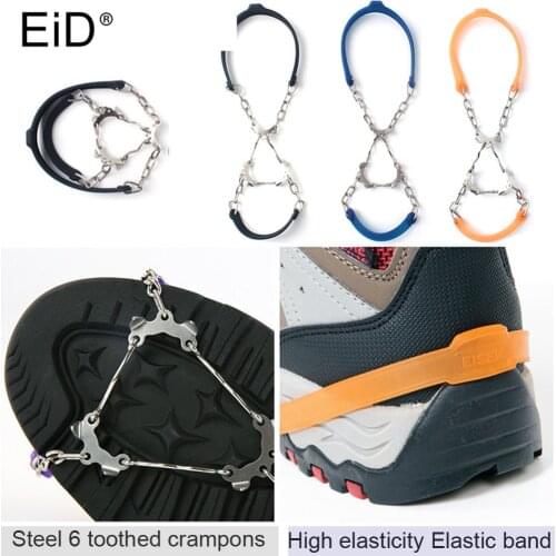 EiD Quality Outdoor Climbing Antiskid Crampons Winter Walk 6 Teeth Ice Fishing Snowshoes Manganese Steel Slip Shoe Covers Unisex
