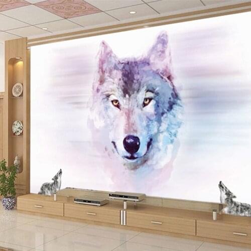 Drop Shipping Custom 3D Stereo Large Mural Wolf Totem Animal Wallpapers Bedroom TV Background Wall Covering Non-woven Wallpaper