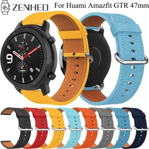 22mm Leather Strap for Xiaomi Huami Amazfit GTR 47mm Smart Watch Band Replacement Watchband for Huawei Watch GT/Honor Magic