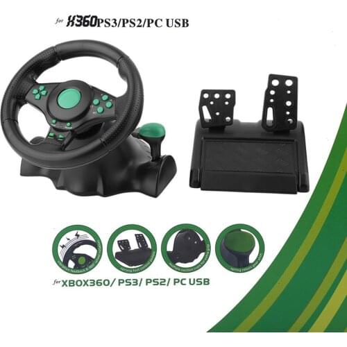 180 Degree Rotation Gaming Vibration Racing Steering Wheel With Pedals For XBOX 360 For PS2 For PS3 PC USB Car Steering Wheel