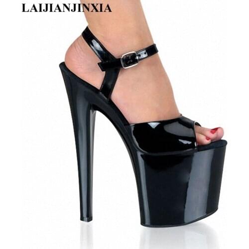 LAIJIANJINXIA Sexy shine nightclub lap-dancing super high heels lacquer that bake temperament lady shoes. High heels sandals