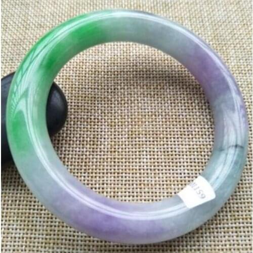 Certified Grade A Natural Lavender Green Jadeite Bracelet Jade Bangle 58MM