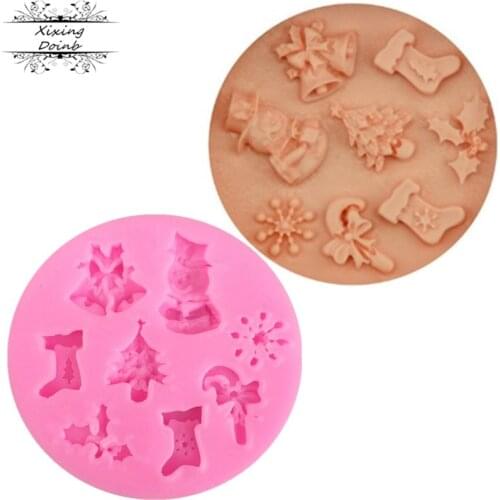 3d christmas tree / bell / Snowman / snowflake / sock shape silicone mold cake decoration tool Kitchen Baking Products