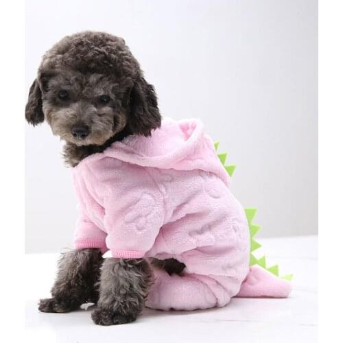 Funny Dinosaur Dog Clothes Soft Coral Fleece Pet Clothes for Puppy Dogs Cats Winter Warm Pet Dog Hoodies for Small Medium Dogs