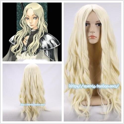 Japan Anime Claymore Teresa Cosplay Wig 75cm Beige Heat Resistant Synthetic Hair Cosplay Wig + Wig Cap