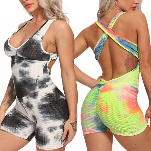 Women Textured Sport Bodysuit Sleevesless Jumpsuits Fitness Backless Slimming Bodycon Rompers Sexy Gym Clothing Shape Yoga Suits