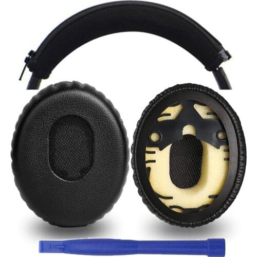 1Pair Replacement Earpads Ear Pads Cushions Muffs Headband Repair Parts For Bose QC3 QuietComfort Quiet Comfort QC 3 Headphones