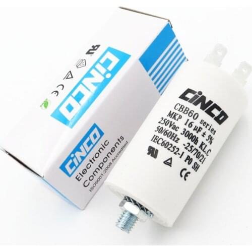 16MFD 250VAC CBB60 Motor Run Capacitors Polypropylene Film Ac 250V 220V Water Pump electrical Capasitor engine 16uf 16mf