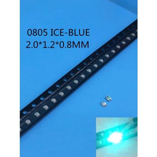 200PCS 0805 Ice Blue 2012 Light Blue Clear Ultra Bright SMD LED Indication 2.0*1.2*0.8mm 0805 clear blue led diode