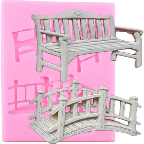 3D Bench Bridge Silicone Mould Cupcake Topper Fondant Cake Decorating Tools Chocolate Gumpaste Moulds Polymer Clay Candy Molds