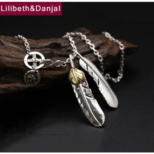 925 Sterling Silver Long Necklace Men Jewelry Bohemia feather chain Pendant Necklace women Gift Fine Jewelry N10